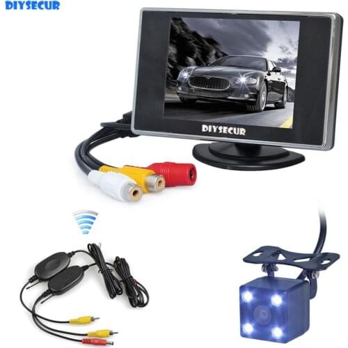 DIYSECUR Wireless 3.5" Rear View Car Monitor Reverse Car Backup Camera Back Up Camera Kit