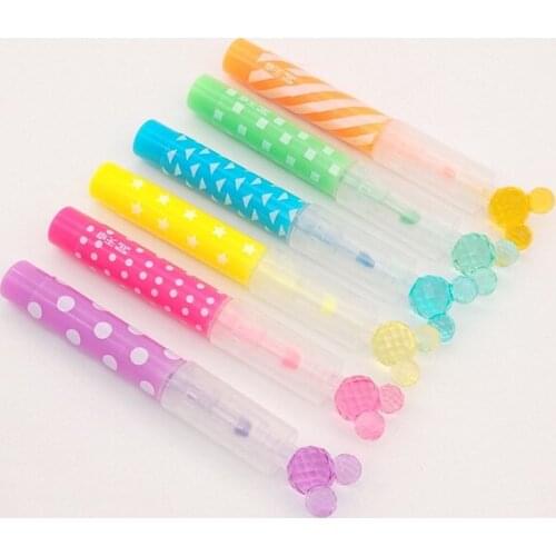 Ellen Brook 6 PCS/Lot Cute Crystal Head Highlighter Paint Marker Pen Drawing Chalk Student Stationery School Office Supplies