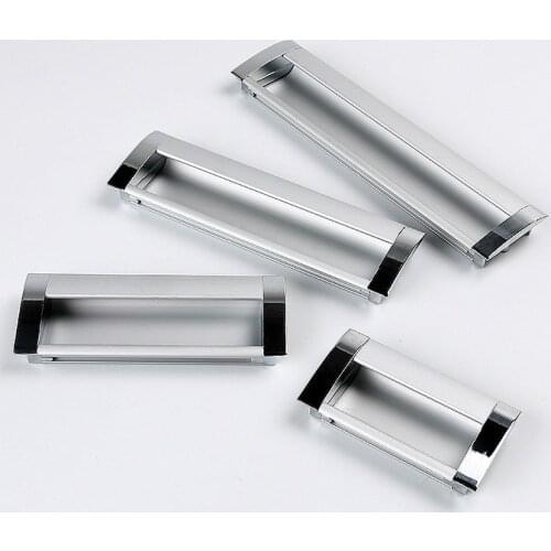 JD Aluminum Alloy Concealed Button Handle Digging Slot Embedded Drawer Handle Moving Door Push Pull Door Handle