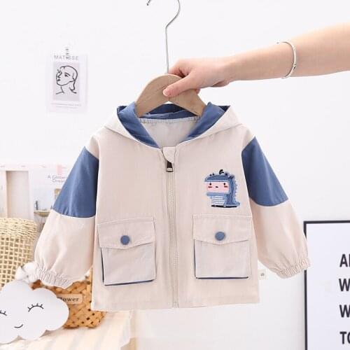2021 New Spring Autumn Infant Newborn Jacket Baby Girls Boys Coats Hooded Cute Dinosaur Outdoor Kids Children Casual Outerwear