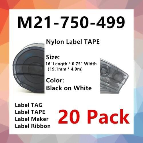 20Pack bmp21 Label TAPE 0.25'' to 0.75'' 4.9m Nylon m21 750 499 Label Tape Cintas for BMP21 Plus Lab Handheld Ribbon Printer