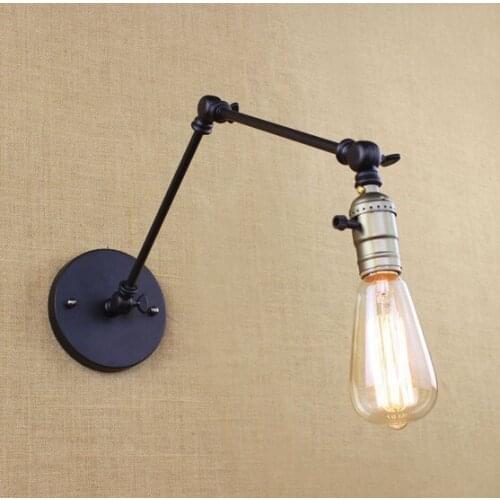 Loft Style Swing Arm Band Switch Wall Sconces Bedside Wall Lamp Edison Vintage Wall Light Fixtures For Home Lighting