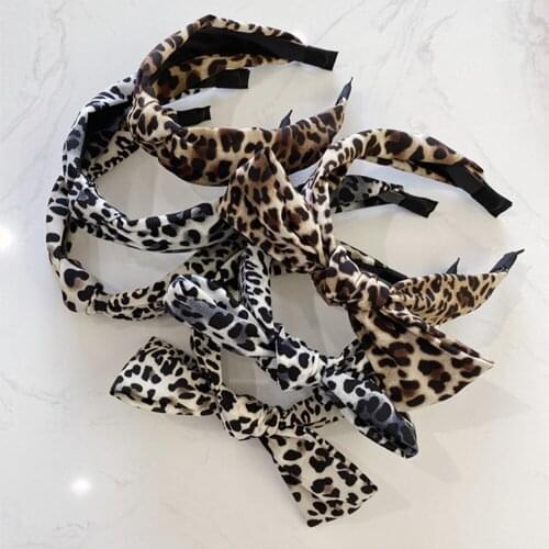 Fashion hair accessories women leopard bow headbands knotted non-slip wide-brimmed headband girls wild face hair band headwear