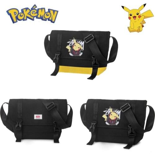 Pokemon Pikachu Mens Casual One-shoulder Messenger Outdoor Bag Cartoon Shoulder Bag Student Zipper One-shoulder School Bag