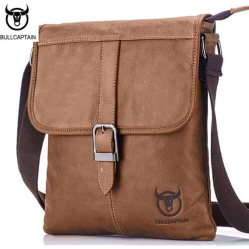 BULL CAPTAIN Men Genuine Leather Crossbody Shoulder Bag Fashion High Quality Business Bags Male famous brand Leather Bags