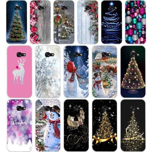 341 Snowman Colorful Merry Christmas Soft Silicone Tpu Cover phone Case for Samsung a3 2016 a5 2017 a6 plus a7 a8 2018 s6 7 8 9
