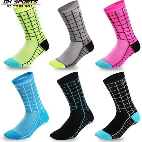 DH11 SPORTS Cycling Men Socks Fashionable Professional Wearable Deodorant Road Bicycle Brand Racing Compression Long Crew Socks