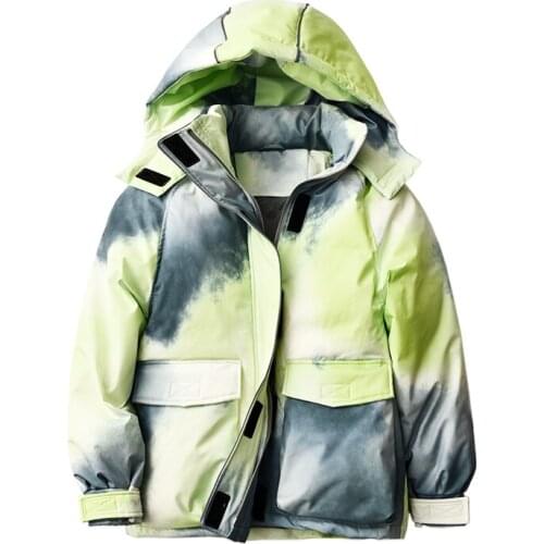 Winter New Tie Dye Thicker Warm Down Coats Duck Down Filling Hooded Down Coats Female Keep Warm For Cold Weather Coat WY187