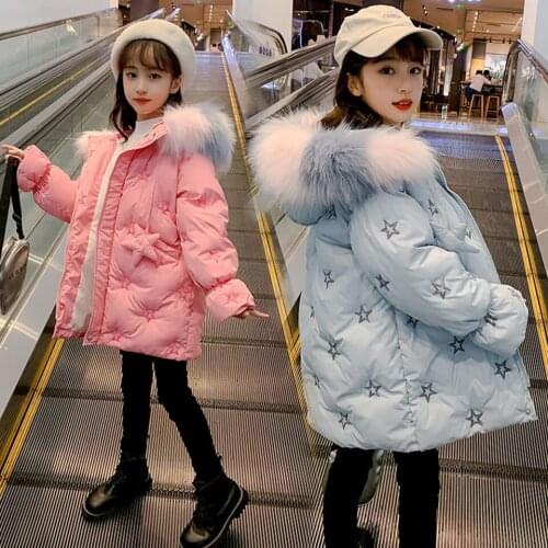 New Arrivals 2021 Winter Down Coats Hoodies Baby Girls Jacket Outerwear Casual Warm Girls Outwear 2 Colors Kids Girls Parkas