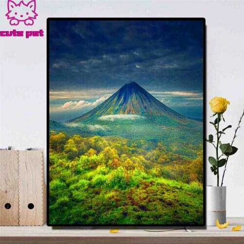 New arrival Diy diamond painting forest green tree view picture rhinestones embroidery diamond mosaic stickerS 5d cross stitch