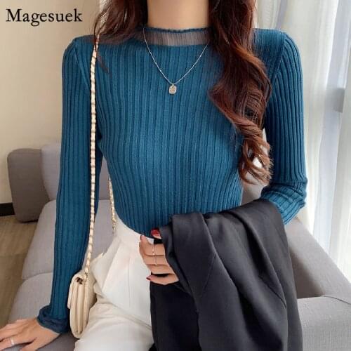 Long Sleeve Solid Slim Sweater Autumn and Winter Knitted Sweater Female Casual Pullover Women Sweaters Mujer Fashion New 16159