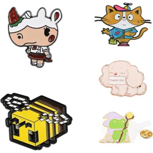 Popular Animal Brooch Trend Kitten Rhino Bee Cute Puppy Elf Frog Animal Brooch Backpack Jacket Jewelry Men and Women Accessories