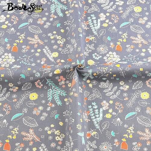 Booksew Gray Sewing Material 100% Cotton Telas Tecido Printed Floral Patchwrok Twill DIY Textile Fabric Meter Scrapbooking