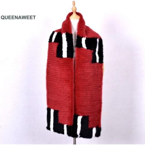 012 2019 Winter New 100% Real Natural Mink Fur Scarf Lady Shawl Women Fashion Knitted Mink Fur Ring Scarf Wholesale Retail