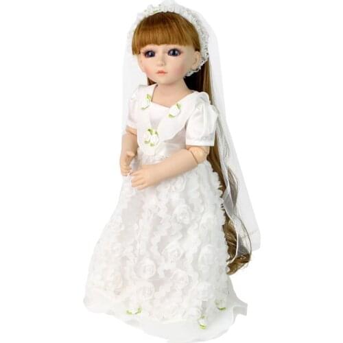 Bjd Doll Fashion Marry Wedding Bride Doll Long Hair White Clothes Kids Toys Christmas Gifts Toys