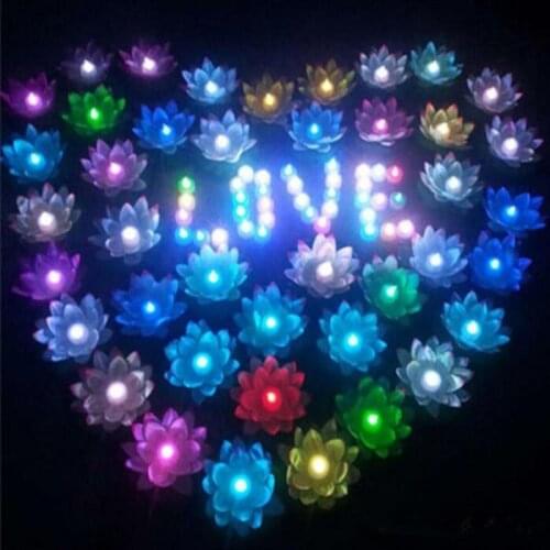 20 cm Diameter LED Lotus lamp in Colorful Changed floating water Wishing Light Water Lanterns For Party Decoration