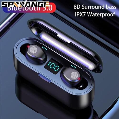 F9 TWS Wireless Bluetooth 5.0 Headphone sports Earbuds auriculares Earphone Headset and charge box for charging smartphone