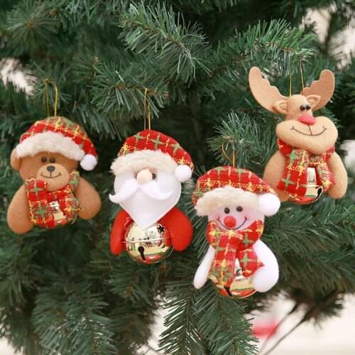 New year 2020 Santa Claus pendant bear snowman Milu deer bell christmas tree decorations for home happy new year Drop Ornaments