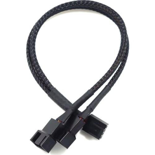 All Black Sleeved PWM Fan Splitter Cable 1 To 2 Converter Four-Needle One-to-Two Extension Cable Accessories