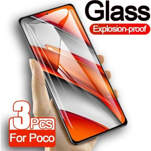 For Xiaomi Poco F3 Tempered Glass Screen Protector On Poco M3 X3 NFC C3 F2 Pro X2 M2 Protective Glass Film