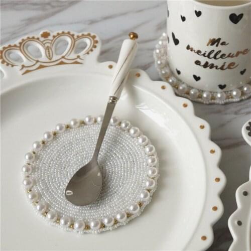 Pearl Cups Coasters Placemat for Dining Table Romantic Luxury Coffee Table Decor Kitchen Decoration Accessories Mugs Table Mats