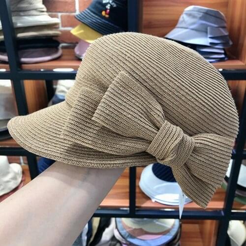202103-lulu new japan design summer fine paper side bowknot lady newsboy cap leisure Octagonal hat women visors cap