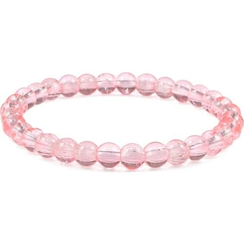 Women Natural Stone 6mm Beads Bracelet Violet Light Blue Cracked Crystal Glass Pulseira Charm Bracelets For Female Jewelry Gifts