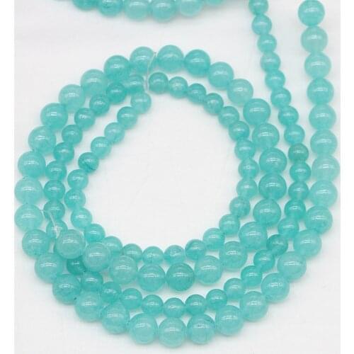 1 Strand/Lot 4-12mm Lake Blue Amazonite Natural Stone Round Beads Loose Spacer Bead Bracelet for DIY Jewelry Making Findings