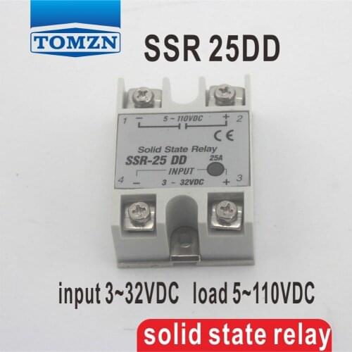 25DD SSR input 3~32VDC load 5~110VDC DC single phase DC solid state relay