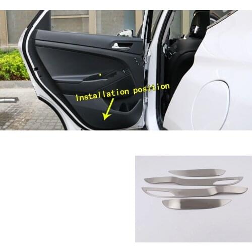 Car Handrail Armrest Door Window Glass Switch Panel Trim Stick Frame Kick Pad Molding 4pcs For Hyundai Tucson 2019 2020