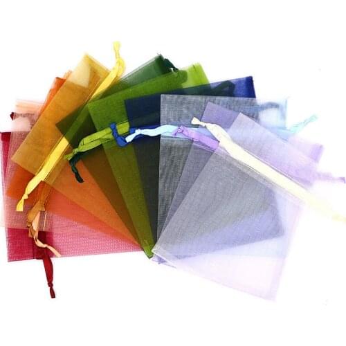 21 Colors 50pcs 7x9 9x12 10x15 13x18CM Organza Bags Jewelry Packaging Bags Wedding Party Decoration Drawable Bags Gift Pouches