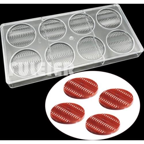 8 Cavity Round Wave Shape Polycarbonate Chocolate Baking Pastry Cake Decoration Candy Cake Decorating Mould