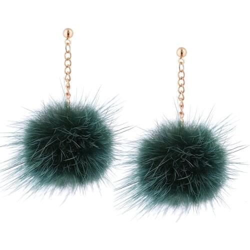 8 Color Romantic Fur Drop Earring Dangle Earrings Tassel Pompom Ear Drops Long Fluffy Brincos Fashion Boucle D'Oreille For Women