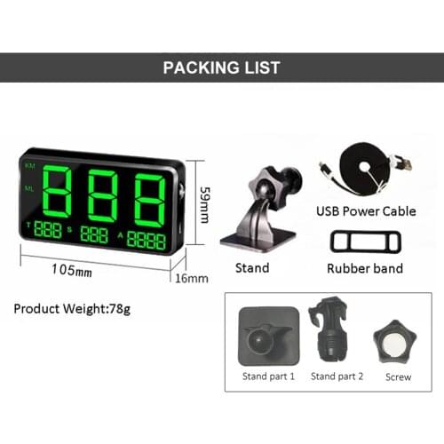 Car HUD Head Up Display Overspeed Warning System Projector Windshield Auto Electronic Voltage Alarm