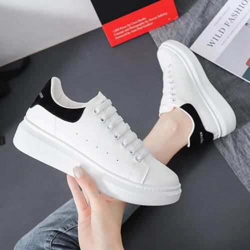 Lace-up White Sneakers for Women Vulcanized Shoes Round Toe Casual Shoes Woman Autumn Rubber Flat Shoes for Women Sports Shoes