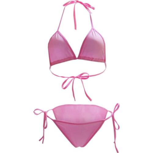 Bikini plus size swimwear women swimsuit women biquini bikinis Solid color Halter String Lace Briefs adjustable 13 colors Beach