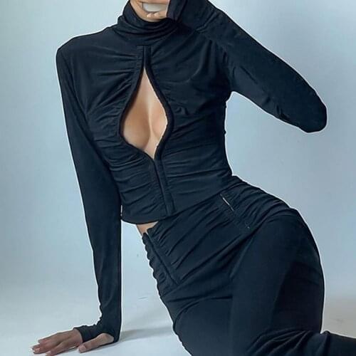 Turtle Neck Long Sleeve Solid Blouse Shirts Women Sexy Slim Buckles Blouse 2021 Fashion Spring Clothing Girls Female Streetwear