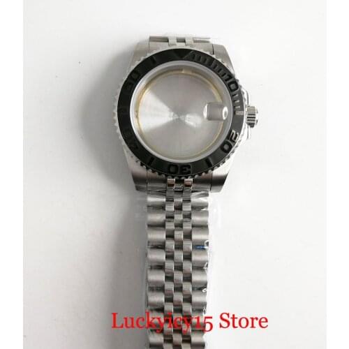 Stainless Steel Watch Case with Brushed Bezel Insert + Watch Jubilee Band Fit ETA 2836 MIYOTA Movement