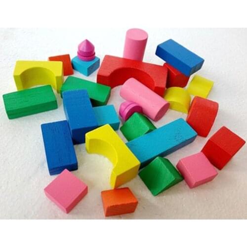 Kid Wooden Mini Castle Building Brick Blocks Geometric Shape Educational Toys Assembled Game Environment Friendly