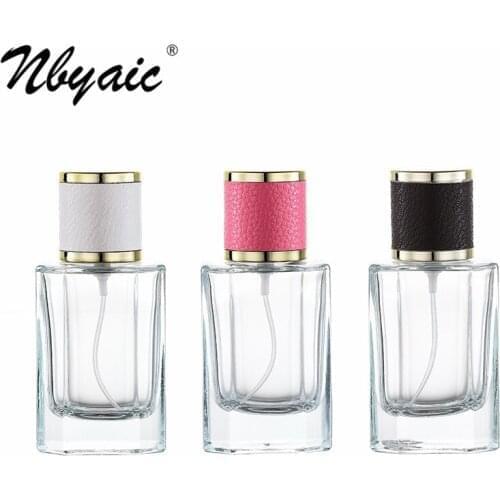 Nbyaic 50pcs Perfume bottling 40ml portable high-end thickened glass empty bottle high-grade PU leather cap spray bottle