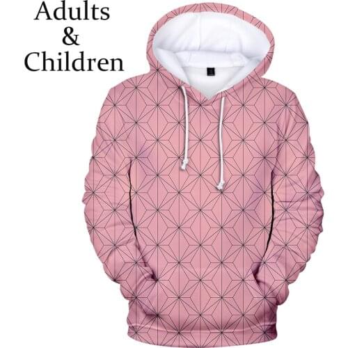 Creative Print Red and black plaid Ghost Blade 3D Hoodies Men Women Streetwear Autumn 3D Kids Demon Slayer children Sweatshirts