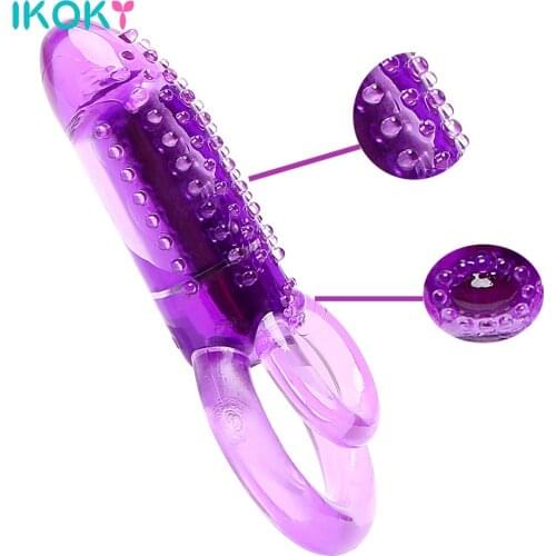 IKOKY Delay Ejaculation Clitoris Stimulator Vibrator Penis Ring Sex Toys for Men Male Masturbation Cock Ring Ejaculation Delay