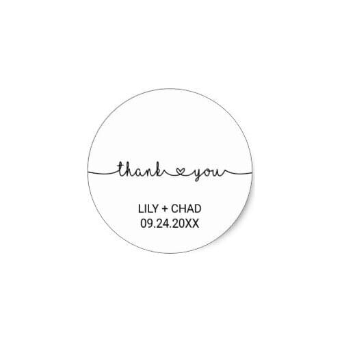3.8cm Love Hearts Thank You Favor Classic Round Sticker