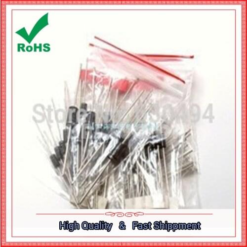 1N4148 1N4007 1N5819 1N5399 1N5408 1N5822 FR107 FR207,8values=100pcs,Electronic Components Package,Diode Assorted Kit
