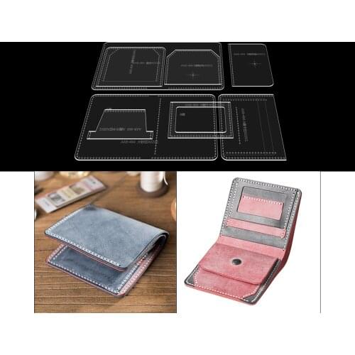 Handmade leather goods leather art production design template diy short wallet wallet acrylic pattern drawing grid pattern