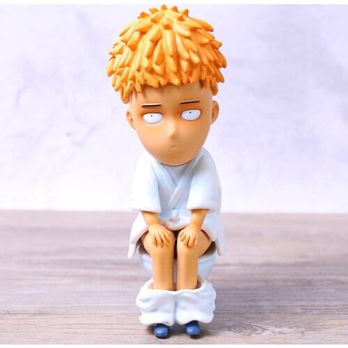 One Punch Man Saitama Sensei Wearing Wig Version Funny Figure Doll PVC Model Toy
