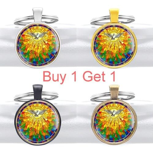 Buy 1 Get 1 Classic the Catholic Holy Spirit Pendant Key Ring Charm Men Women Christ Jewelry Gifts Key Chain