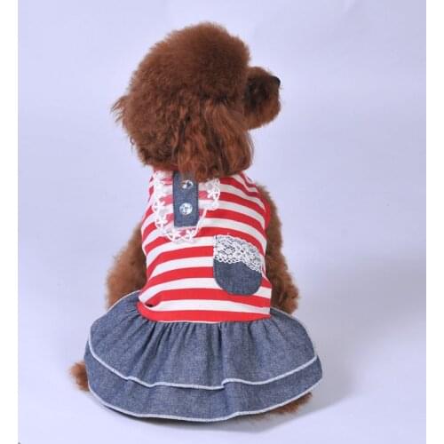 Fashion New Pet Dog Denim Skirt Small Dog Cute Princess Jean Striped Skirt Puppy Dog Clothes Girl Dresses