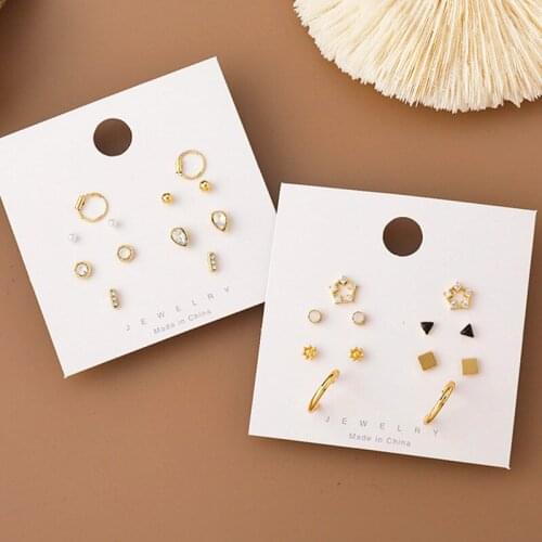 Small One Week Earrings Set Combination Earring 2021 New Trendy Temperament Simple Cold Water Drop Earrings Women Ear Studs