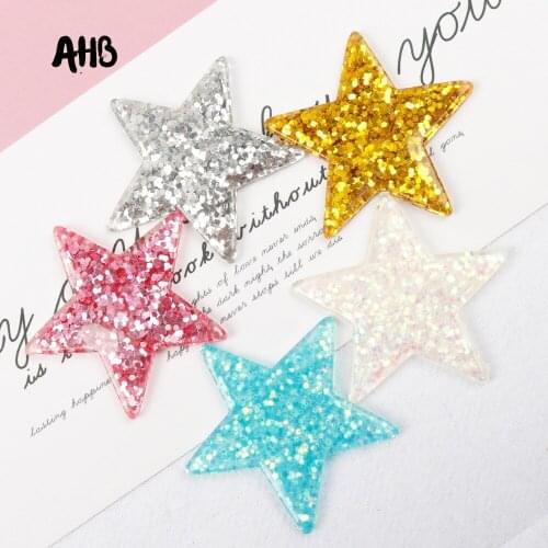 AHB Resin Star Patch Shiny Sequin Filled Patches DIY Hair Accessories Gifts Phone Case Decor Material Manual Crafts Accessories